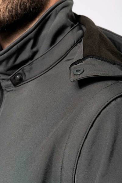 Unisex 3-Layer Softshell Hooded Jacket With Removable Sleeves - Titanium / 5XL