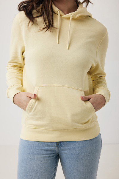 Lehká mikina s kapucí Iqoniq Rila z recykl. bavlny - Cream Yellow / XS