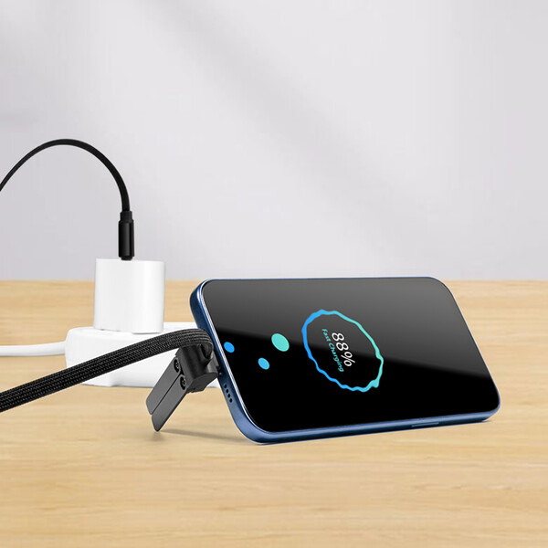 Fast charging data cable and phone holder UC076 - WHITE