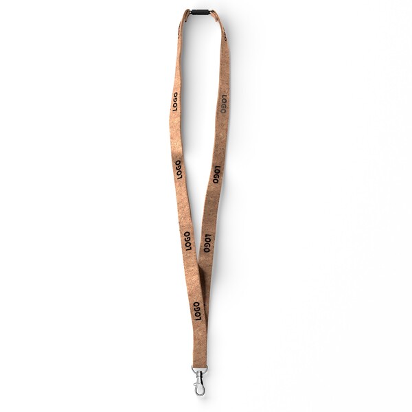 Cork screenprint lanyard - 20mm width / Metal carabiner / Safety breakaway