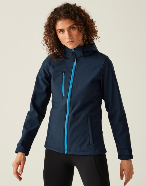 Women's Venturer 3-Layer Hooded Softshell Jacket - Black / Red / 10 (36)