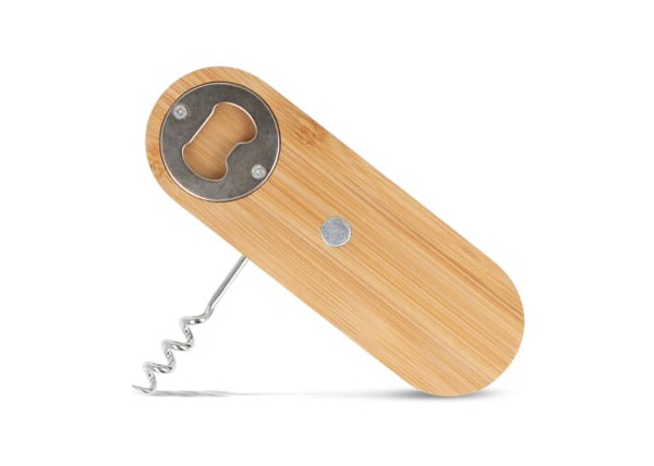 Multifunctional bamboo bottle opener