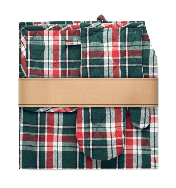 Chequered cotton kitchen set Santapron