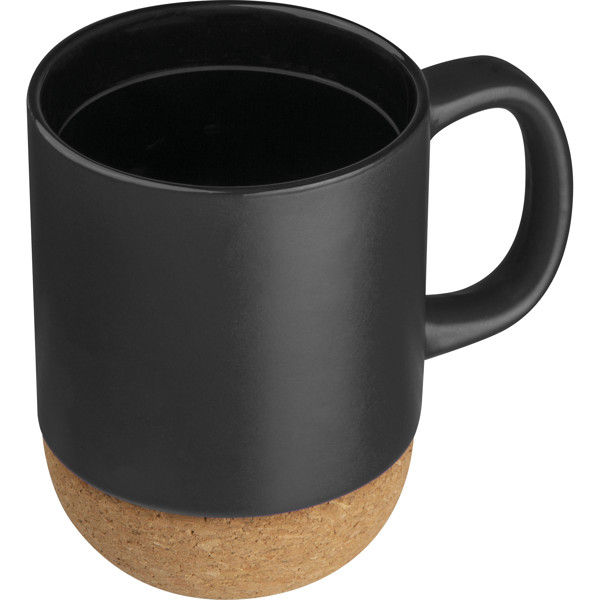 Ceramic mug with cork ground THEODOR - Black