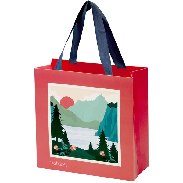 Smartfold 210 g/m² paper bag with ribbon handles and matt lamination -  24 x 10 x 24 cm - Blue
