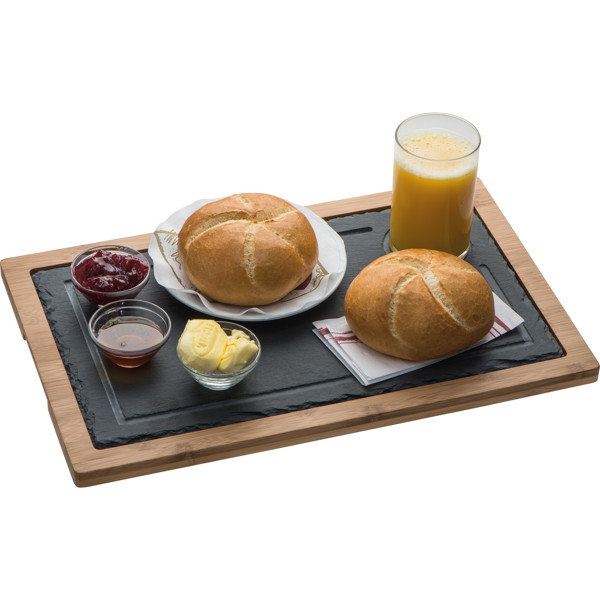 Serving board, slate/wood SERGIO - Black