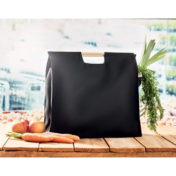 Organic shopping canvas bag Mercado Top - Black