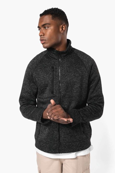 Men's Full Zip Heather Jacket - Dark Khaki Melange / 3XL