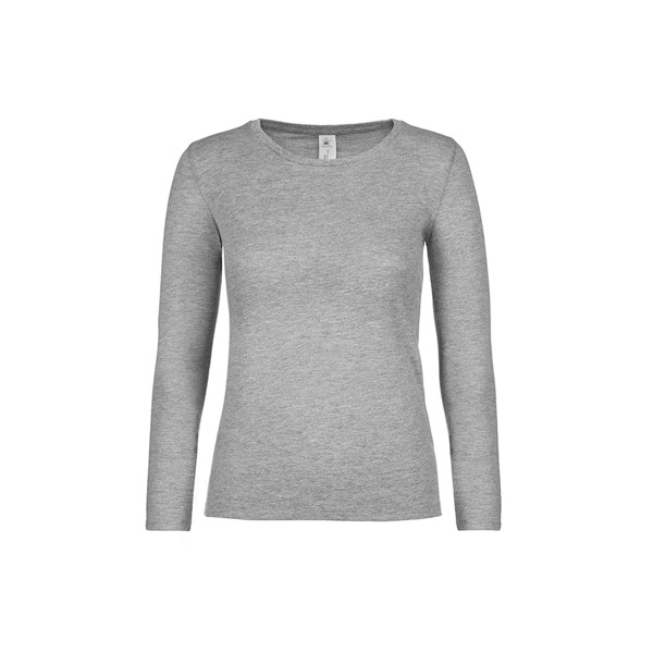 T-Shirt B&C #E150 Manga Comprida - 100% Algodão (Investindo Em Better Cotton) - Cinza Mesclado Escuro / L