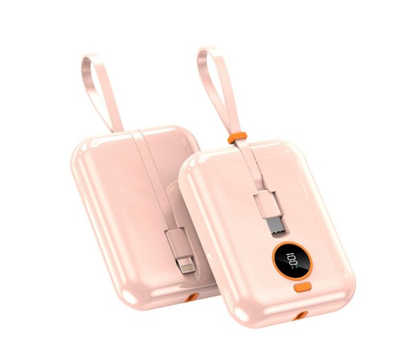 Powerbank with cable 10000mAh - WHITE