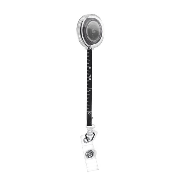 BADGE : PORTE-BADGES RETRACTABLE AVEC METRE RUBAN SOUPLE 1 m - Noir