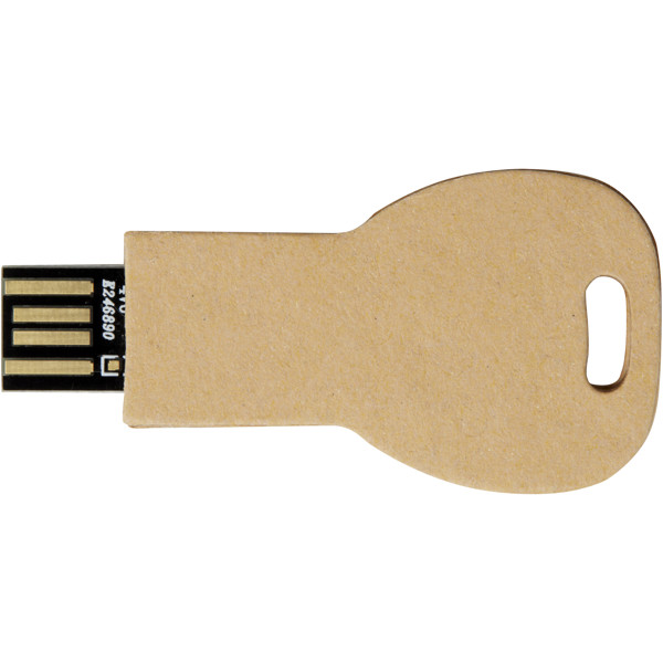 Key-shaped recycled paper USB 2.0 - Kraft Brown / 1GB