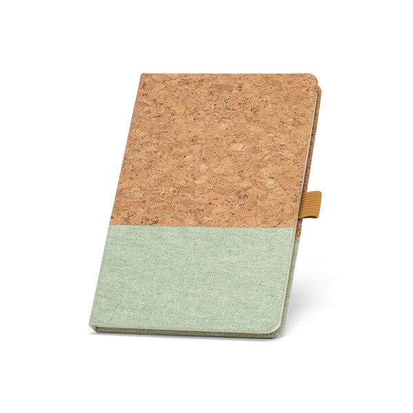 KLEE II. A5 notebook in cork and linen with lined sheets - Light Green
