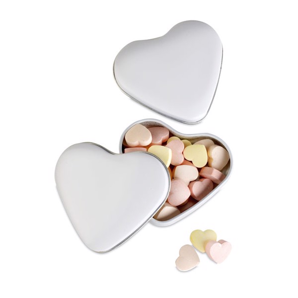 Heart tin box with candies Lovemint - White