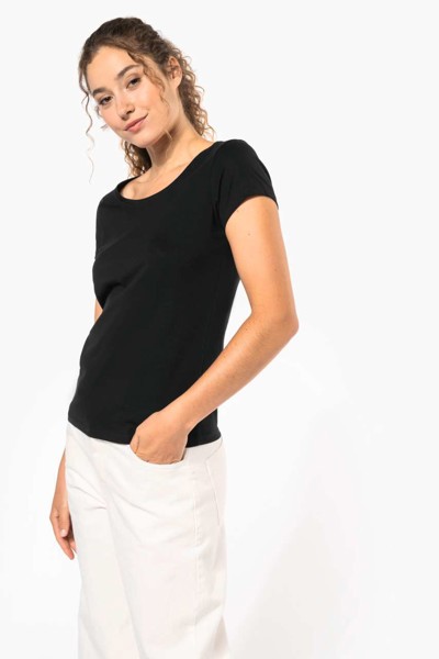 Ladies’ Boat Neck Short-Sleeved T-Shirt - White / 2XL