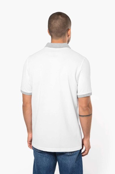 Muška dvobojna piqué polo majica - Bijela / Light Siva / 2XL