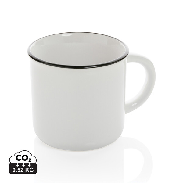 Mug 280ml vintage en céramique - Blanc / Blanc