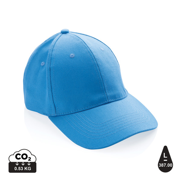 Impact 6 panel 280gr Recycled cotton cap with AWARE™ tracer - Tranquil Blue