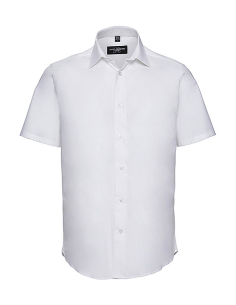 Fitted Short Sleeve Stretch Shirt - White / 4XL