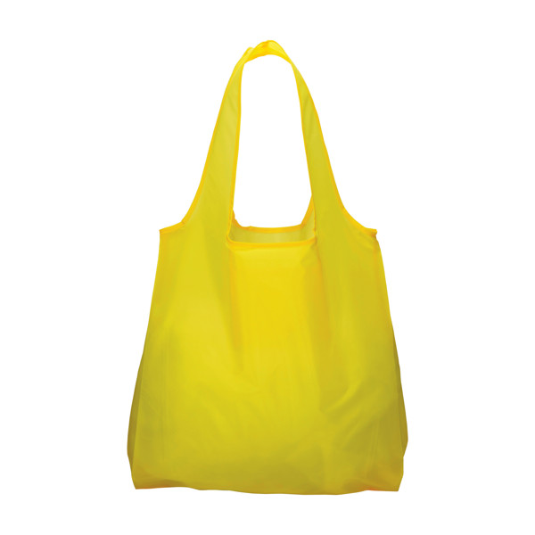 190T Polyester Foldable Shopping Bag With Gusset And Long Handles - Yellow