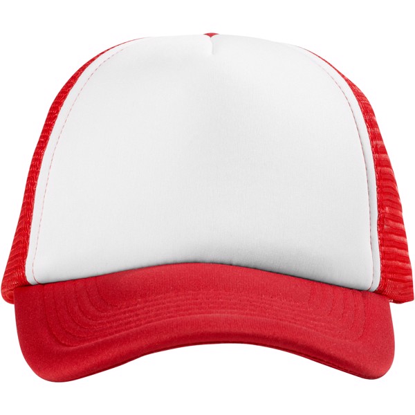 Boné de 5 painéis de 100 g/m² Trucker - Vermelho / Branco