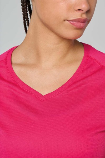 Ladies’ V-Neck Short-Sleeved Sports T-Shirt - White / XL