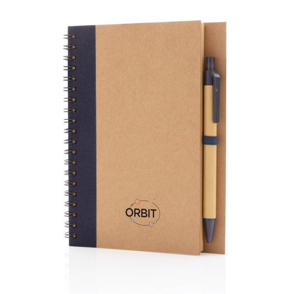Kraft spiral notebook with pen - Blue