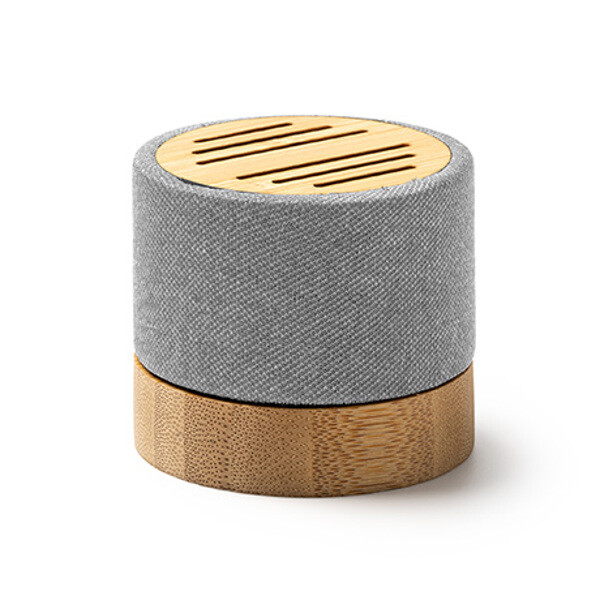 Altavoz inalámbrico personalizado de bambú y tejido RPET 3W con Bluetooth 5.0
