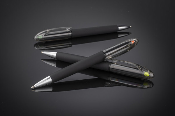 Ball pen with highlighter HILIG - yellow