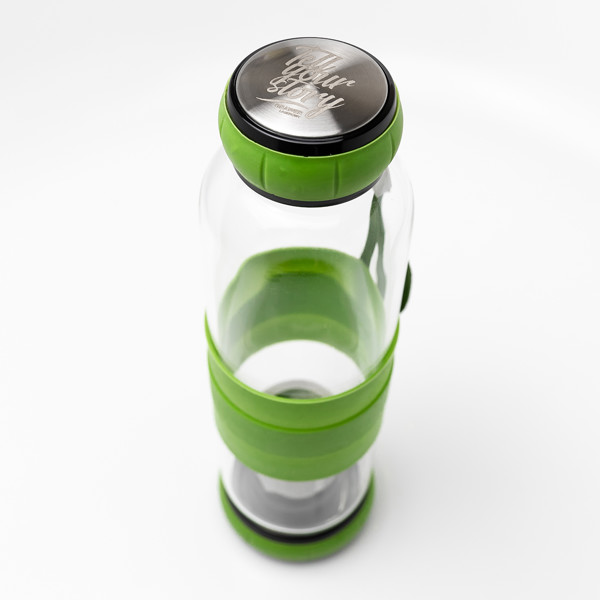 550 ml Sulmona glass bottle with tea infuser - Green