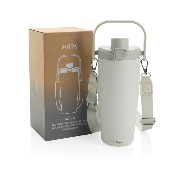 Avira Ayala RCS re-steel duosip lockable crossbody tumbler - White