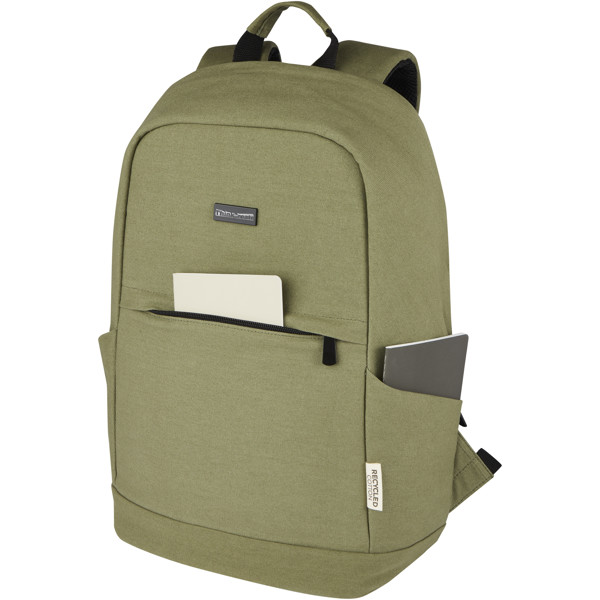 Joey 15.6" GRS recycled canvas anti-theft laptop backpack 18L - Olive