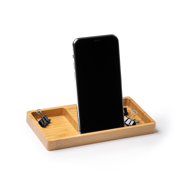 Organizador de escritorio personalizado con cargador inalámbrico 10W y soporte para smartphone