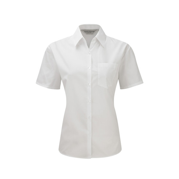 Camisa Popeline Senhora Manga Curta 110G - 65% Poliéster/ 35% Algodão - Branco / XL