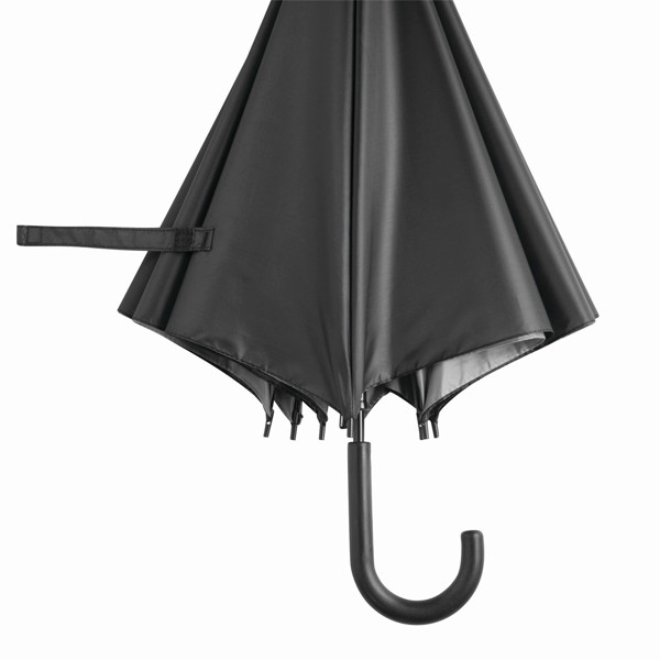 Doubly automatic stick umbrella, 103 cm diameter - Black / Grey