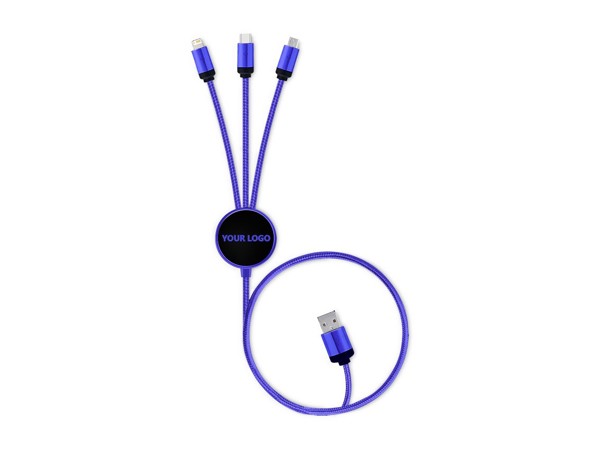 Charging USB cable LED 3in1 UC034 - BLACK