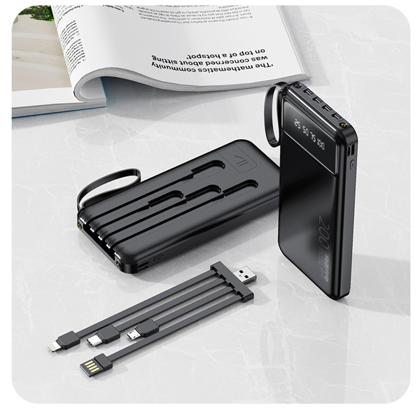 Powerbank 10000mAh with cable and LED display - WHITE