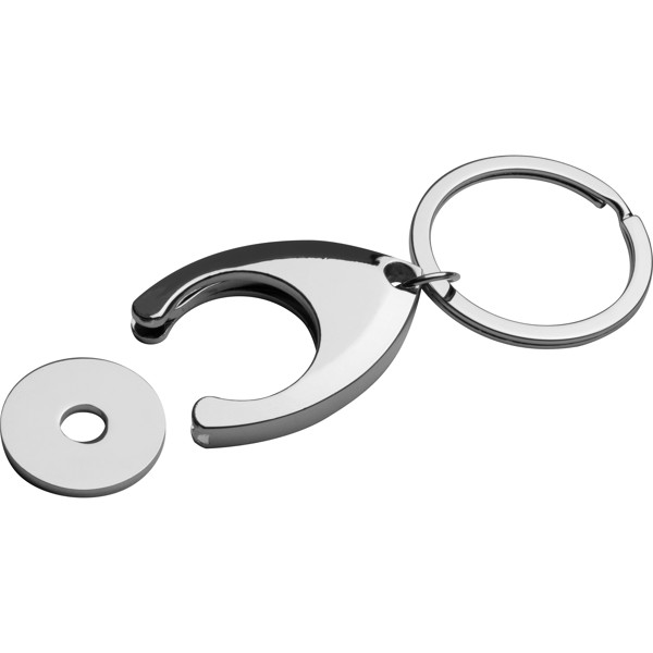 Metal keyring with shopping chip TERRENCE - Silvergrey