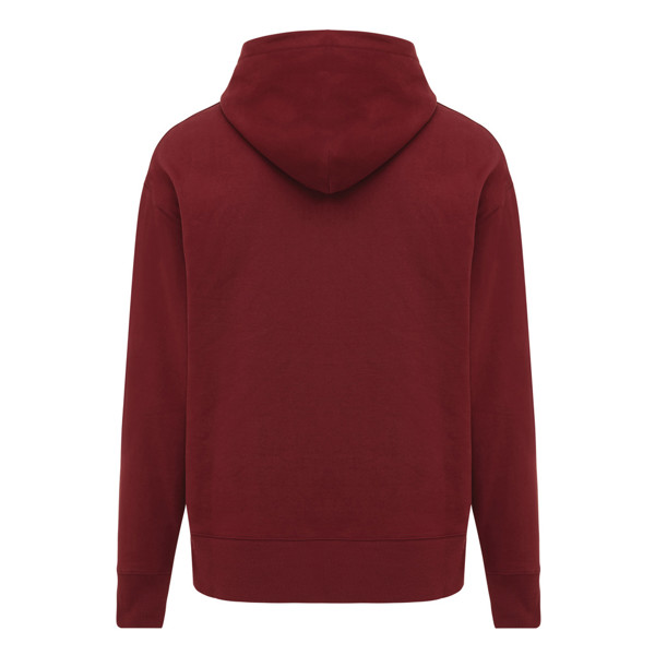 Mikina s kapucí Iqoniq Yoho relaxed fit z recykl. bavlny - Vínově Červená / XL