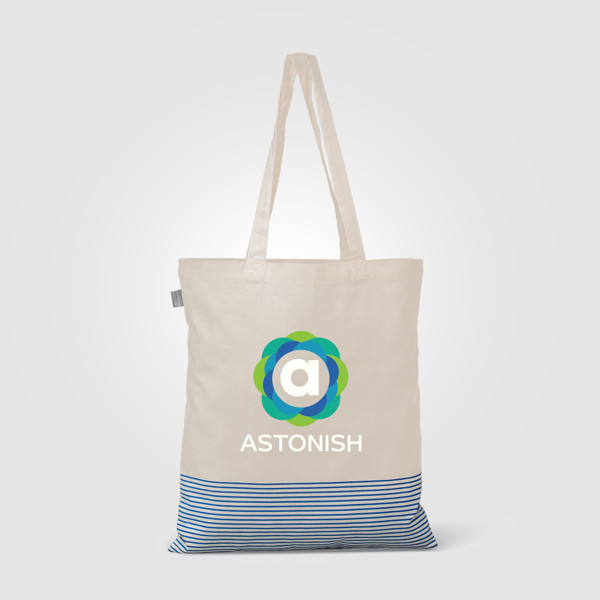 Sac fourre-tout Aro en coton recyclé micro-rayures – 9,7 L - Bleu marine / Sérigraphie
