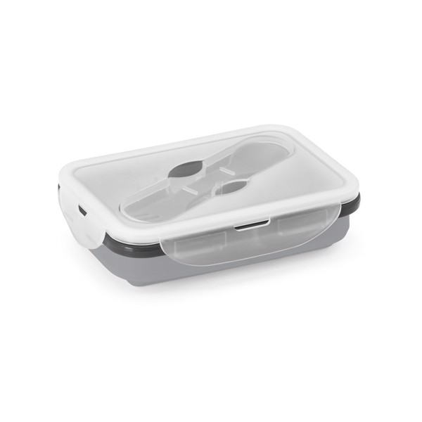 SAFFRON. Lunch Box. Retractable hermetic box in silicone and PP 640 mL - Light Grey