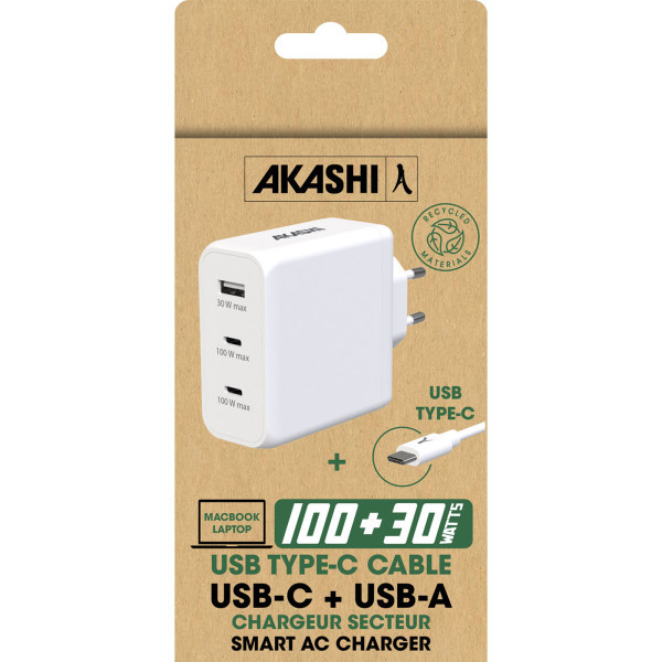 HIMAN - PACK CHARGEUR SECTEUR GAN 100W + CABLE TYPE-C 100W