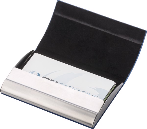 PU and stainless steel business card holder - Black