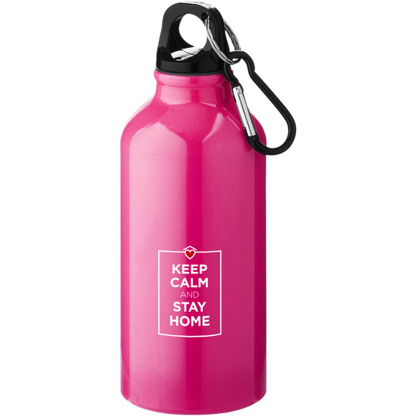 Oregon 400 ml Aluminium Trinkflasche mit Karabinerhaken - neonpink