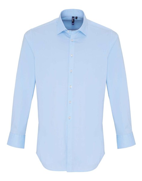 Men's Stretch-Fit Cotton Poplin Long Sleeve Shirt - Pale Blue / 3XL