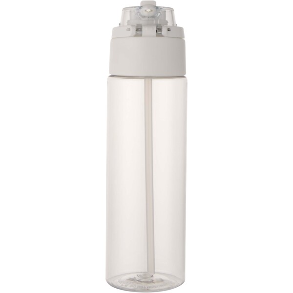 Theron 700 ml RCS recycled plastic water bottle with dual function lid and flip straw - Transparent Clear