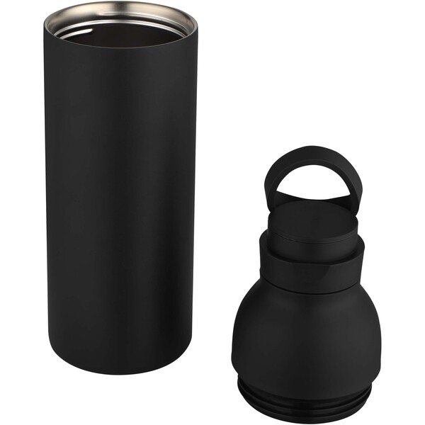 Illuminate 650 ml RCS recycled double wall stainless steel water bottle with 3-piece lid set - Black