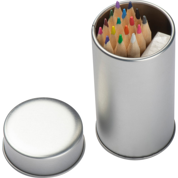 Writing set in metal box - Silvergrey