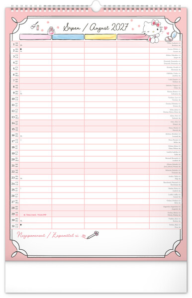 Notique Nástěnný Kalendář Rodinný Plánovací Hello Kitty Xl 2027, 33 x 46 cm