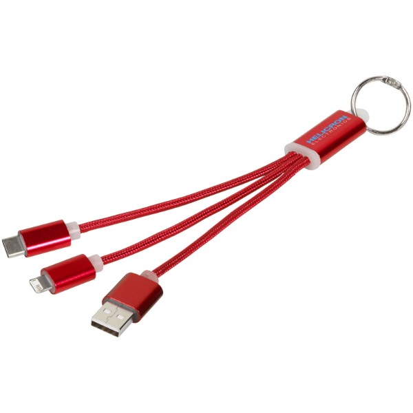 Cavo di ricarica 3 in 1 Metal con clip - Rosso